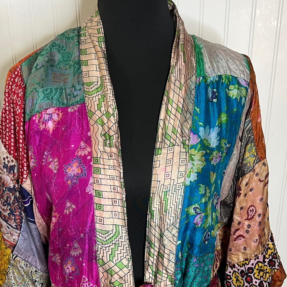 Sacred Threads Vibrant Patchwork Robe - image 4